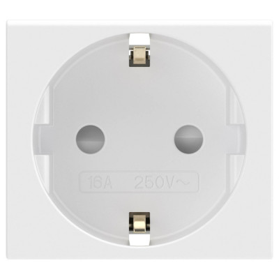 ДКС Розетка силовая 2Р+Е, со шторками, «Viva», 2 мод., цвет белый, 45005