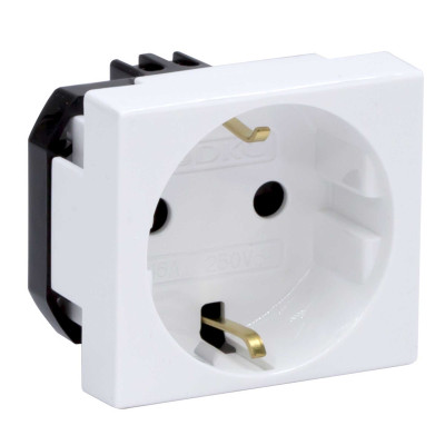 ДКС Розетка силовая 2Р+Е, со шторками, «Viva», 2 мод., цвет белый, 45005