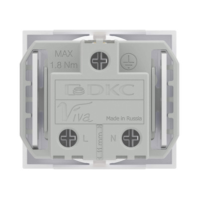 ДКС Розетка силовая 2Р+Е, со шторками, «Viva», 2 мод., цвет белый, 45005