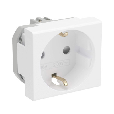 ДКС Розетка силовая 2Р+Е, со шторками, «Viva», 2 мод., цвет белый, 45005