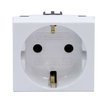 ДКС Розетка силовая 2Р+Е, со шторками, «Viva», 2 мод., цвет белый, 45005