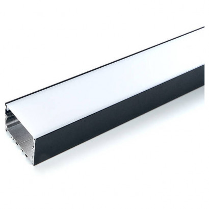 Профиль алюминиевый "Линии света" накладной, черный, CAB257 с матовым экраном, 2 заглушками, 4 крепежами в комплекте, Feron 10370