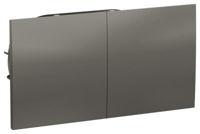 ATN000928 - Атлас Дизайн РОЗЕТКА двойная с заземлением  со шторками и сдвижной крышкой, 16А, в сборе, СТАЛЬ