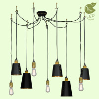 LUSSOLE SHIRLEY Люстра мультиплекс, цвет основания - черный, плафон - металл (цвет - черный), 9x10W E27, GRLSP-9869