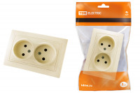 Розетка двойная 2П 10А 250В сл. кость "Таймыр" TDM Electric, SQ1814-0113