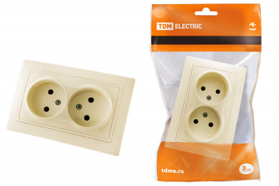 Розетка двойная 2П 10А 250В сл. кость "Таймыр" TDM Electric, SQ1814-0113