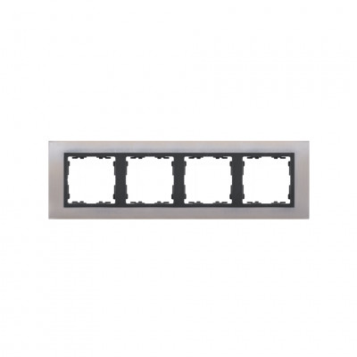 Simon S82N Рамка 4-ная, нерж.сталь - графит (металл им.), 82847-37