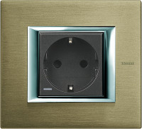 Розетка 2к+з, вставка - антрацит, прямоугольная рамка Axolute - титан