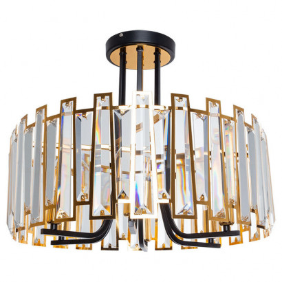Arte Lamp AMBER, Светильник потолочный, цвет арматуры - черный, цвет плафона/декора - золото, 6x40W E14, A1028PL-6BK