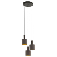 Eglo 97684 Подвес CONCESSA 1, 3х60W (E27), ?420, H1500, сталь, темно-коричневый / текстиль, капучино, зол