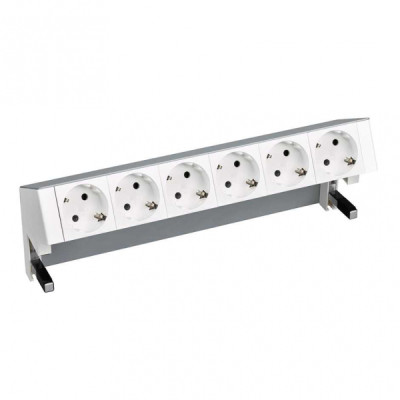 Simon 400 Алюминий Настольный розеточный блок, 6x2P+E, 42606000-133