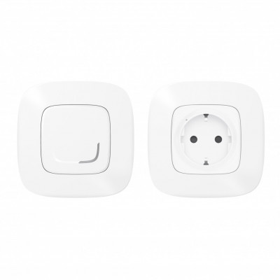 752554 - Valena Allure with NETATMO. Пакет для управления бытовыми электроприборами.  Умная розетка 2К+З 16А 230В + умный беспроводной 1-клавишный выключатель.Цвет Белый