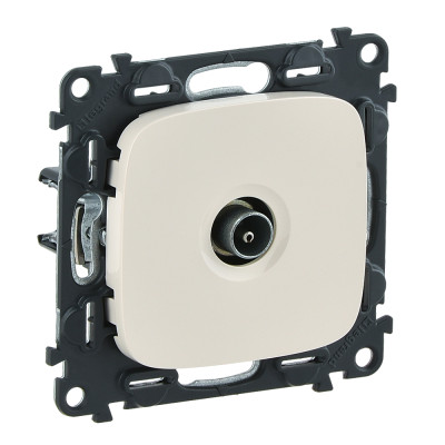 Legrand Valena ALLURE.Розетка ТВ проходная 1,5дБ/14дБ 0-2400 МГц.С лицевой панелью.Слоновая кость, 753861