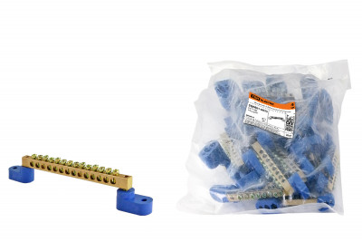 Шина "N" нулевая 6х9мм на двух угл. изоляторах 14 групп TDM Electric, SQ0801-0035