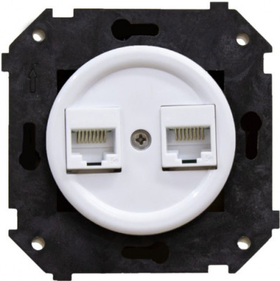BIRONI Шедель Пластик Белый Розетка 2-ая RJ45 (скрытый монтаж), B3-302-21