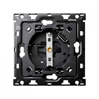 Simon 10010109-039 Кит 1 пост, мех-мы. 1 розетка Schuko с з/у USB SC 2.1А + суппорт S100