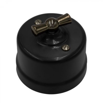 Bironi Выключатель 1-кл., перекрестный, пластик, цвет Черный, Бронза, B1-203-23-B