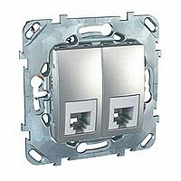 MGU5.9090.30ZD - Unica top розетка телефонная, rj11, двойная, 4 контакта, алюминий
