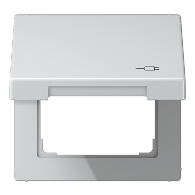 Рамка с подпружиненной крышкой для механизмов 50*50, с символом "Вилка", AL2990KLSOC