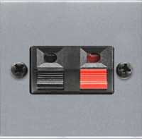 N2257.1 PL - Механизм аудиоразъёма для подключения громкоговорителей/динамиков (прищепки), чёрный+красный, 2-модульный, серия Zenit, цвет серебристый - 2CLA225710N1301