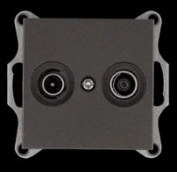 Розетка TV+FM ?9.5mm оконечная с накладкой, цвет Мокко, G6204Z, Jasmart Electric