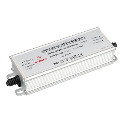 Блок питания ARPV-48200-A1 (48V, 4.2A, 200W) (Arlight, IP67 Металл, 3 года), 034690