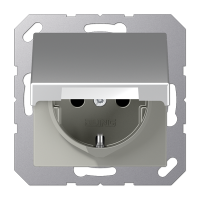 Штепсельная розетка SCHUKO 16A 250V~ с защитой от детей; с крышкой; термопласт; алюминий, A1520BFKIKLAL