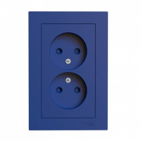 ATN001122 - ATLASDESIGN РОЗЕТКА двойная без заземления со шторками, 16А, в сборе, АКВАМАРИН, Systeme Electric