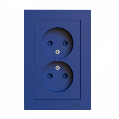ATN001122 - ATLASDESIGN РОЗЕТКА двойная без заземления со шторками, 16А, в сборе, АКВАМАРИН, Systeme Electric