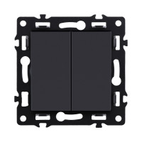 Выключатель кнопочный 2-клавишный 10А/250В, черный Kollinger Asthetik AS-025BK