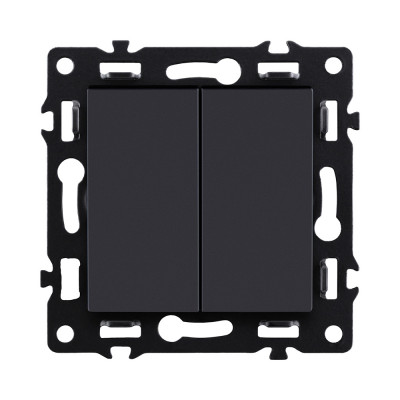 Выключатель кнопочный 2-клавишный 10А/250В, черный Kollinger Asthetik AS-025BK