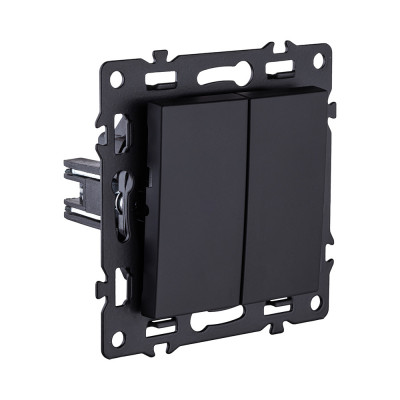 Выключатель кнопочный 2-клавишный 10А/250В, черный Kollinger Asthetik AS-025BK