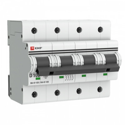 EKF PROxima ВА 47-125 Автоматический выключатель (D) 4P 100А 15кА