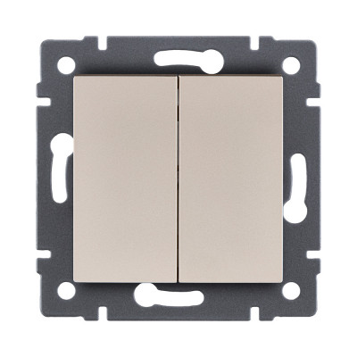 Выключатель 2-клавишный проходной 10А/250В, золотой Kollinger REA-S-009GD для Aspekt, Eleganz, Reflex