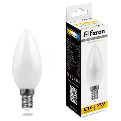 Лампа светодиодная, (9W) 230V E14 4000K C37, LB-570, Feron 25799