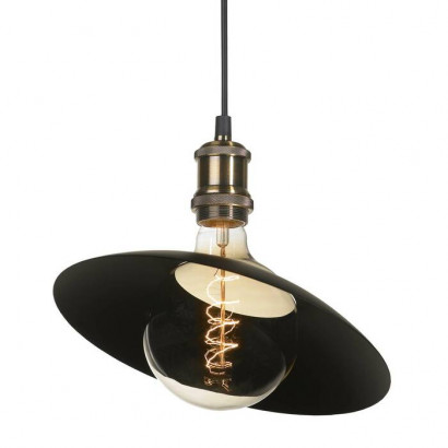 LUSSOLE BALDWIN Подвесной светильник, цвет основания - черный, плафон - металл (цвет - черный), 1x60W E27, LSP-9670