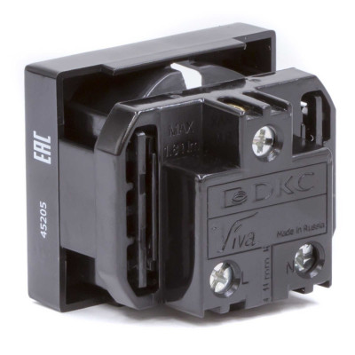 ДКС Розетка силовая 2Р+Е, со шторками, «Viva», 2 мод., цвет черный, 45205