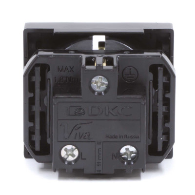 ДКС Розетка силовая 2Р+Е, со шторками, «Viva», 2 мод., цвет черный, 45205