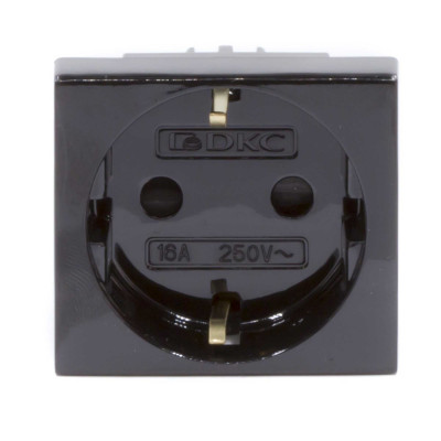 ДКС Розетка силовая 2Р+Е, со шторками, «Viva», 2 мод., цвет черный, 45205