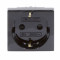 ДКС Розетка силовая 2Р+Е, со шторками, «Viva», 2 мод., цвет черный, 45205