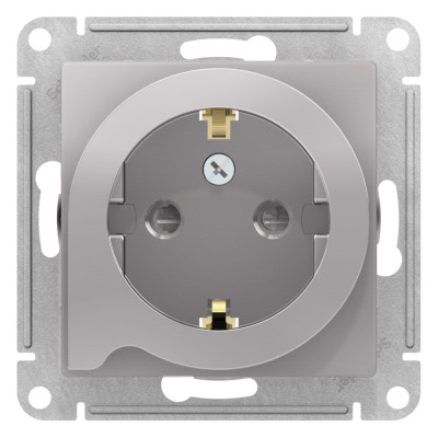 ATN000347 - AtlasDesign РОЗЕТКА с заземлением со шторками с выталк., 16А, механизм, АЛЮМИНИЙ