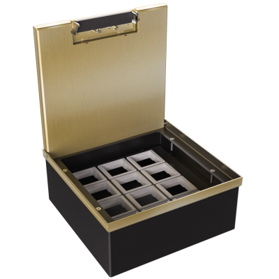 Donel Лючок в пол 24 мод. (12 мод. 45х45 мм.), латунь, в уровень с напольным покрытием, DFB24BRLVL