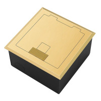 Люк напольный на 2 модуля, металлический, h=65мм, с рамкой, крышка без углубления, TIMIUX, золото, EU2H65R GD