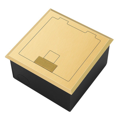 Люк напольный на 2 модуля, металлический, h=65мм, с рамкой, крышка без углубления, TIMIUX, золото, EU2H65R GD