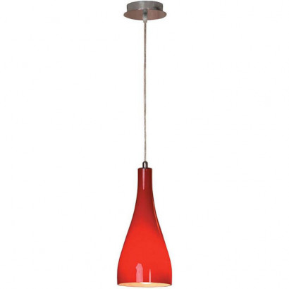 LUSSOLE RIMINI Подвесной светильник, цвет основания - хром, плафон - стекло (цвет - красный), 1x60W E27, LSF-1156-01