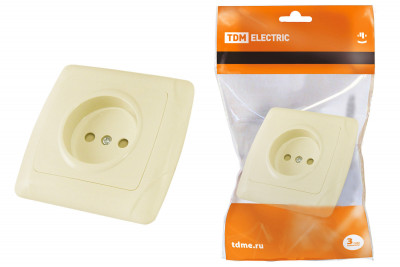 Розетка 2П 10А 250В с защ. шт. сл. кость "Онега" TDM Electric, SQ1805-0039