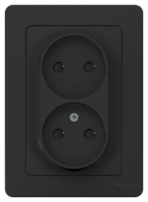 BLANCA С/У РОЗЕТКА двойная без заземления со шторк., 16А, 250В, АНТРАЦИТ