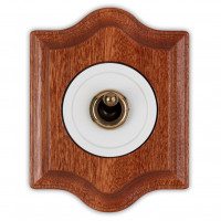 Fontini Выключатель 1-клавишный, цвет белый, тумблер бронза, рамка - дерево сапелли,  Fontini, серия Venezia