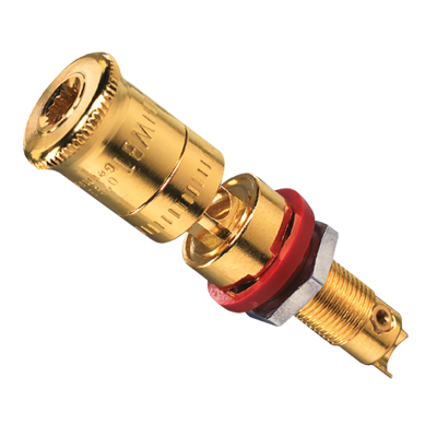 Разъём для "High-End" акустики, с красным кольцом, медь с позолотой; Аксессуары, LPK63RT