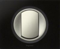 Legrand Выключатель 1-клавишный, вставка - титан,  материалы - Смальта графит, серия Celiane